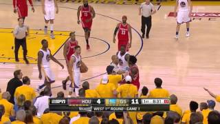 Stephen Curry pushes Patrick Beverly and both get technical fouls