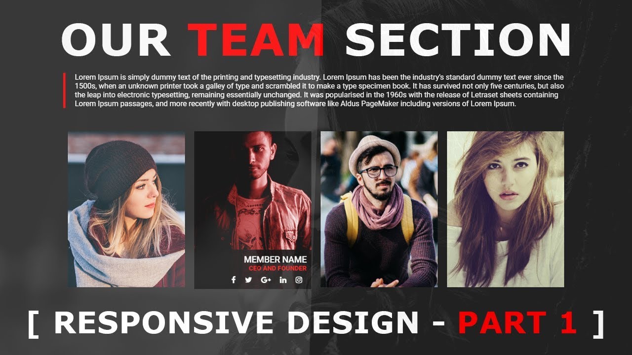 Responsive Our Team Section – Part 1 – Meet Our Team Page Responsive Design – Html5 Css3 Tutorial