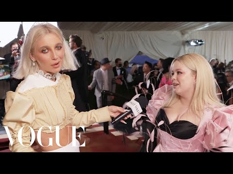 Nicola Coughlan on Her Feathery Dress & Cape | Met Gala 2022 With Emma Chamberlain | Vogue