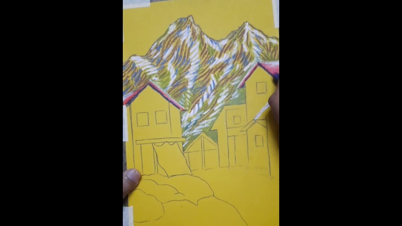 Oil pastel on yellow pastel paper,copy work(online class demo) .