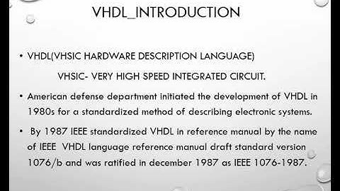 VHDL Basics I