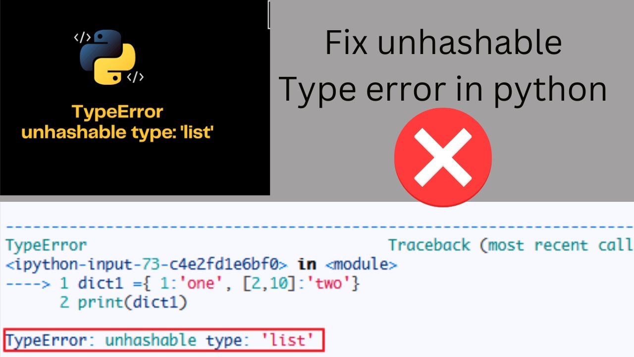 Unhashable type error | typeerror : unhashable type : 'list' | how to fix unhashable type error - YouTube Unhashable Type Error | Typeerror : Unhashable Type : 'List' | How To Fix Unhashable Type Error - Youtube