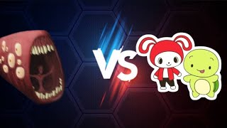 Maizen jj and mikey vs train eater (with healthbars) fight scene