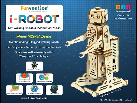 Funvention i-Robot DIY Walking Robotic Kit - Motorized Battery Operated Walking Robot