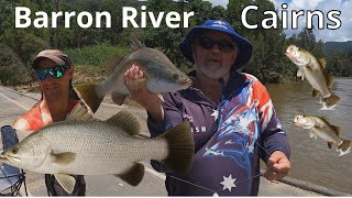 Barramundi fishing land-based with live bait & lures in the Barron River near Cairns Barra Hot Spot.