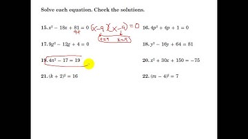 Glencoe Algebra 1 - Solving Equations with Perfect Squares