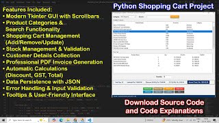 Python में Professional Shopping Cart System बनाएं - Tkinter GUI + PDF Invoice + Complete Project