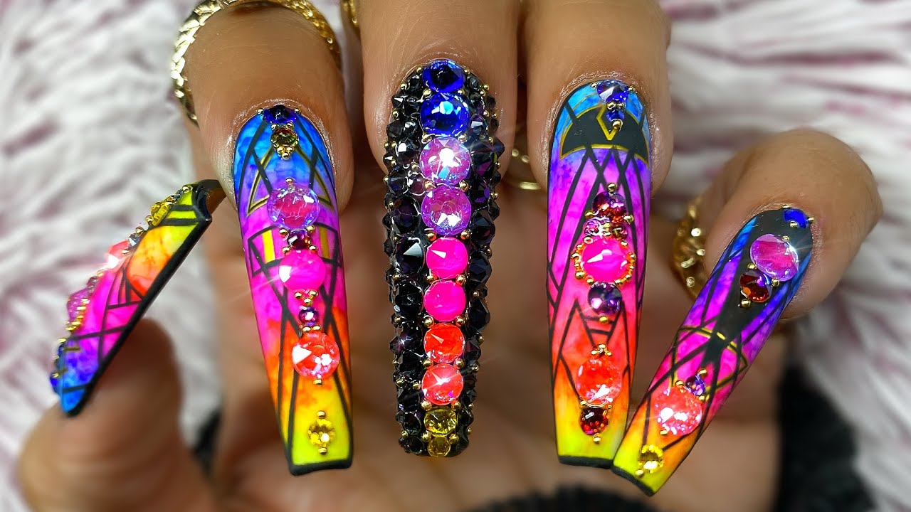 Neon Ombre Marble Nails ft. Water Decal Nail Stickers | Summer Nail ...