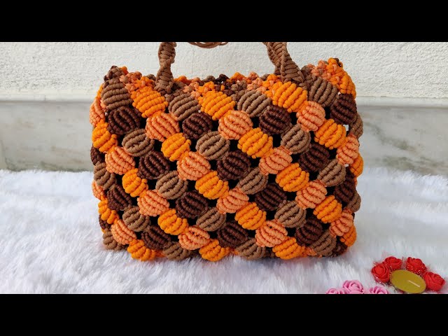 Macrame Handbag With Bamboo Handles small Macrame Purse Drawstring Cotton  Liner Boho Inspired Fashion Unique Gift Idea - Etsy