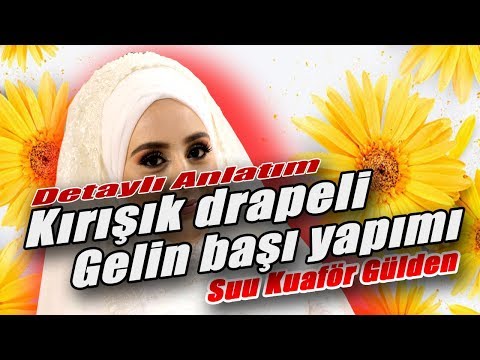 Detaylı anlatımla kırışık drapeli gelin başı türban yapımı