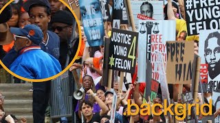 A$AP Rocky films scenes as "Yung Felon" for Spike Lee movie at The Bronx Courthouse