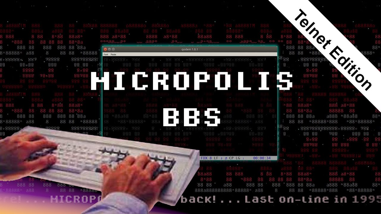 BBS promo ad for Micropolis BBS -=- bbs.micropolis.com via Telnet on port 23 