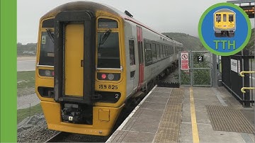 Dosbarth 158 yn gadael Llandecwyn - Class 158 departs Llandecwyn