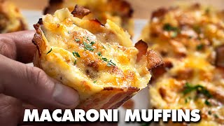 Macaroni & Cheese Muffins with Bacon! - Mac And Cheese Cups