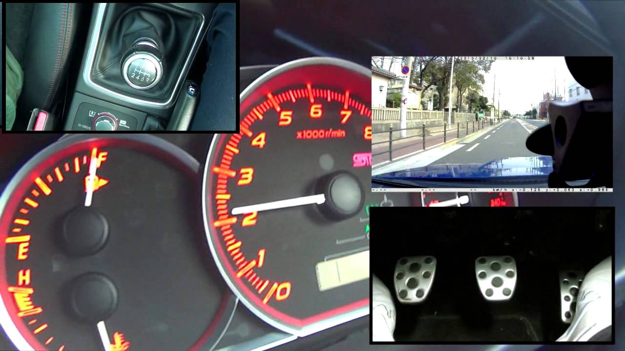 Manual shift car drive. Tachometer of the car start