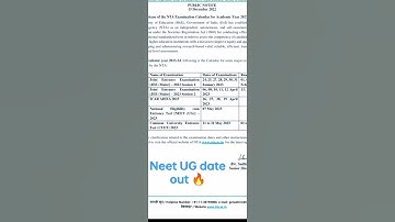 Neet UG 2023 date out 🔥🔥 #neet2023 #NTA nta released exam calendar of 2023 #physicswallah #examdate