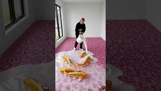 transformed an ordinary floor into luxury Gold fish floor #foryou #modernsurface #tranformation