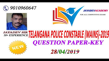 TELANGANA  POLICE CONSTABLE MAINS-2019 QUESTION PAPER KEY BY JAYADEV SIR