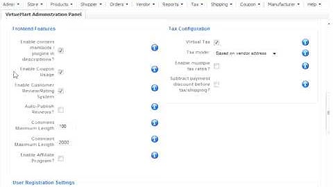 VirtueMart Global Configuration
