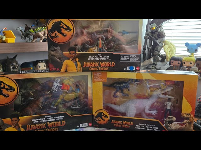 Jurassic World Chaos Theory Ben Escape Pack – Action Figure 9,5 Cm Con Blaster E Dinosauri Atrociraptor E Dilophosaurus