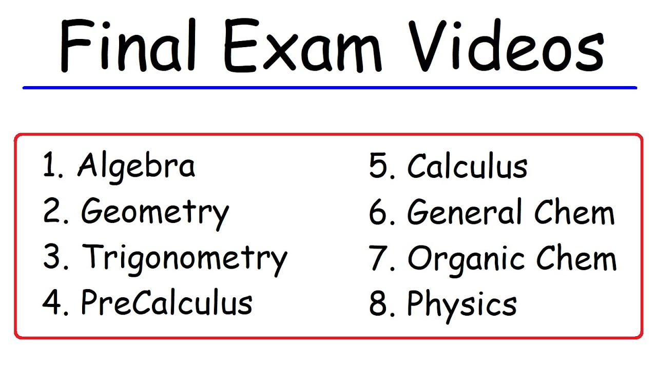 Organic Chemistry Tutor - Final Exam Videos