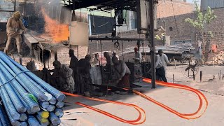 Complete Process Of Manufacturing Iron Bars In Factory | Working In Extreme Heat.