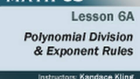 Math 65 - Lesson 6a
