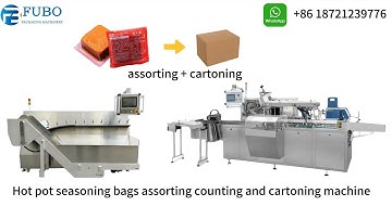 Hot pot seasoning bags sorting counting machine with cartoning machine |   FB-WX02