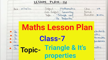 Maths lesson plan TOPIC-TRIANGLE / triangle & it