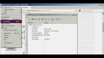 Inspecting accessibility information exposed in the Opera 12 UI