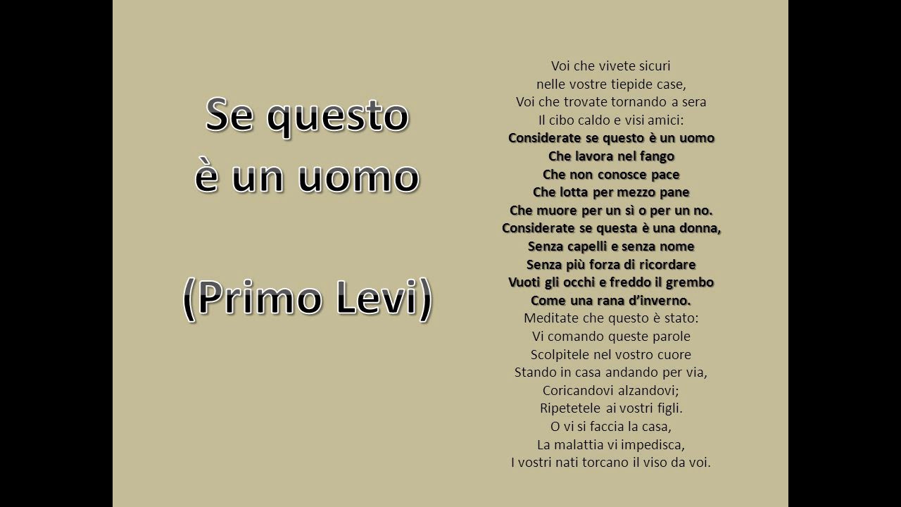 Riassunto Dettagliato Se Questo è Un Uomo