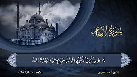 سورة الأنعام  مكتوبة للشيخ أحمد النفيس / المصحف المرتل كاملا
