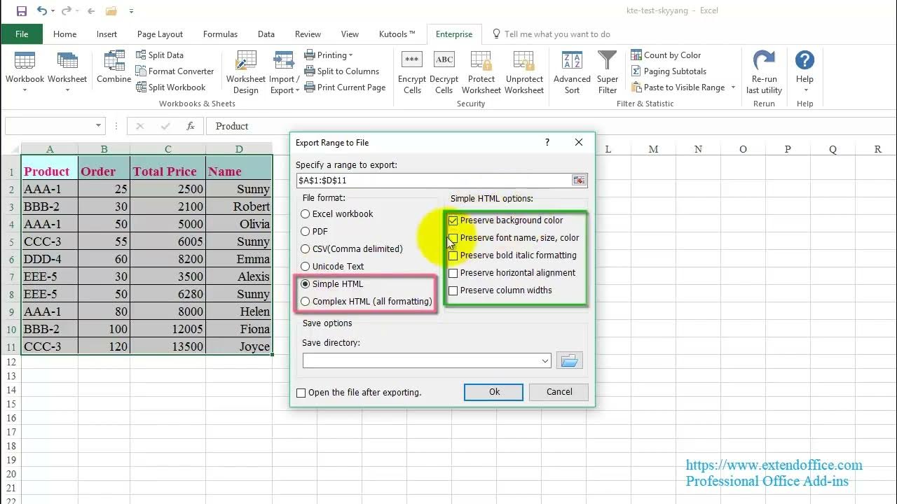 How to export a range of data from Excel to HTML or web page file - YouTube