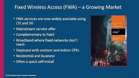 GSA Snapshot: 4G 5G Fixed Wireless Access [FWA] (November 2020)