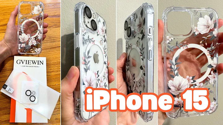 Gviewin Clear Floral Case with Screen + Lens Protector for iPhone 15