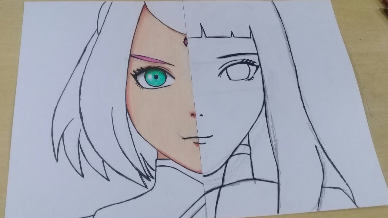 Como desenhar a HINATA HYUGA (Naruto) passo a passo, fácil e rápido 