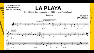 Video thumbnail of "LA PLAYA (J.Van Wetter) beguine:Playalong Backing Track Sheet Music C B♭E♭Guitar Accordion Sax Winds"