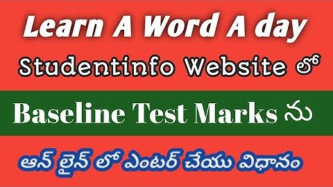 How to Enter Baseline Test Marks in Studentinfo Website in Telugu | Learn A Word A day | 2022 -23