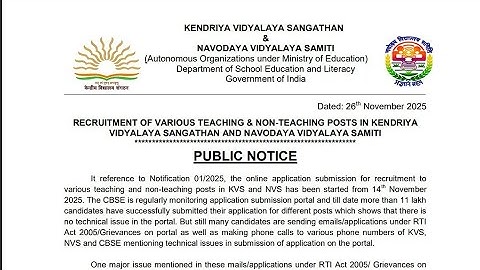 KVS NVS NEW NOTICE OUT🔥 IN 11 DAYS TOTAL FORM FILL UP IN KVS NVS EXAM 2025 #nvs #kvs 