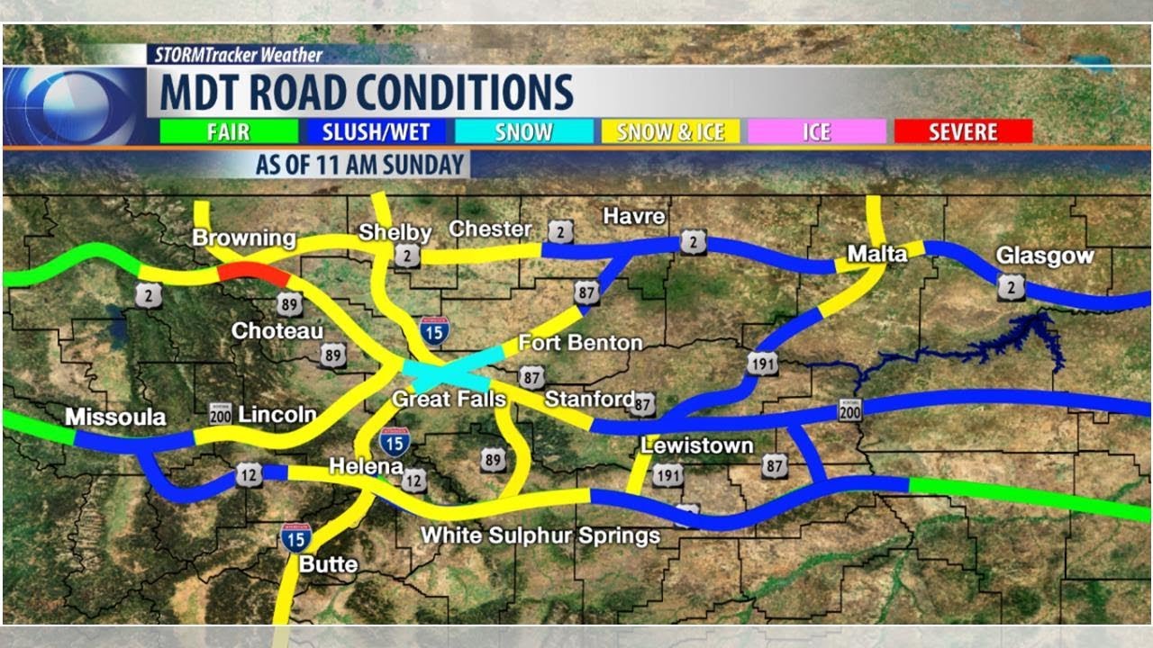 Snow covering roads across much of Montana - YouTube