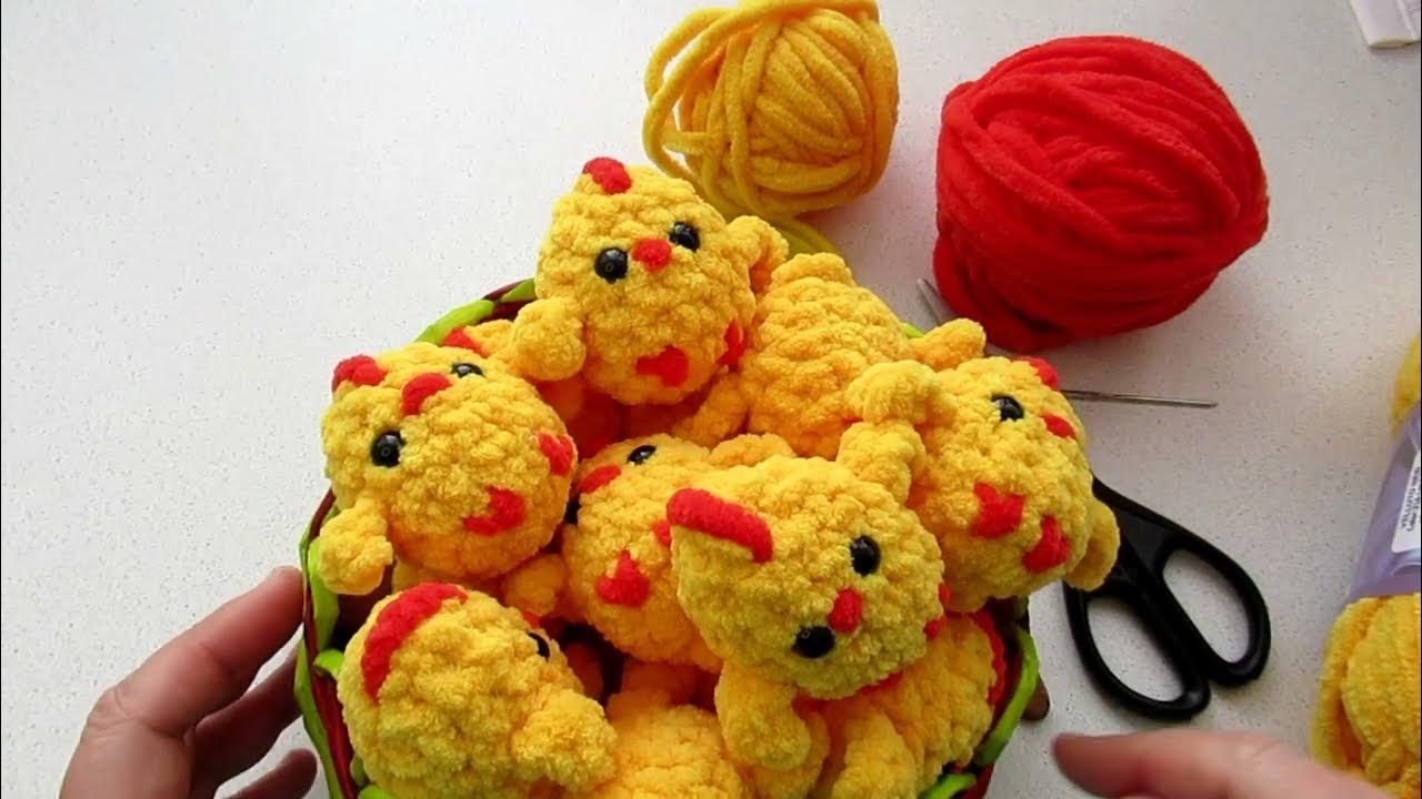 МК "Цыплёныш". Игрушка крючком из пряжи Alize Velluto (Всего 8 рядов ...