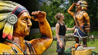 AMAZING American Indian Chainsaw Carving