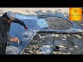 a young guy making fiberglass new design shade | how to make new design parking shade