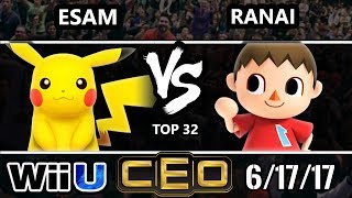 CEO 2017 Smash 4 - PG | ESAM (Pikachu) vs 2GG | Ranai (Villager) Wii U Tournament