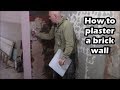 How to plaster a brick wall  how to apply base coat of bonding on bricks