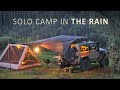 Cosy solo camping setup in the rain  asmr 