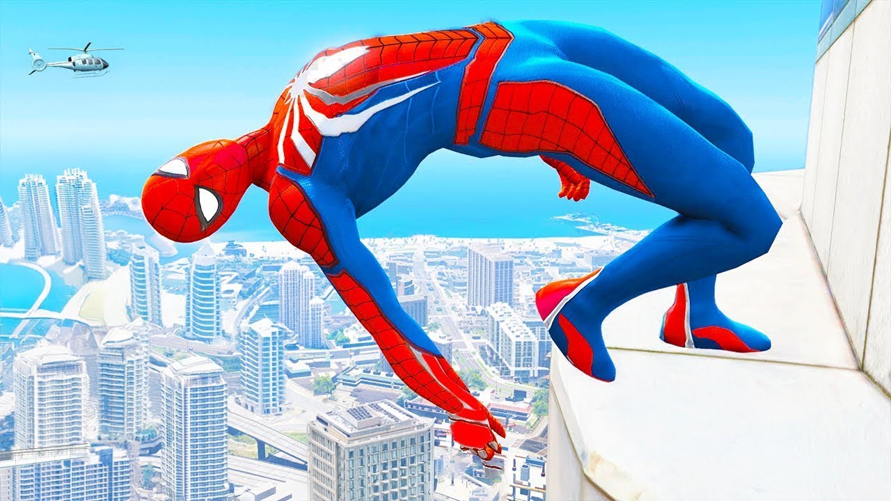 GTA V SPIDERMAN RAGDOLLS | GTA 5 EPIC FUNNY MOMENTS with jumping moon ( Euphoria Moments )