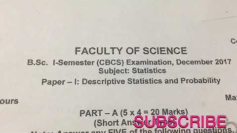 B.SC I- Semester Descriptive Statistics and Probability Dec 2017 Questions Paper.