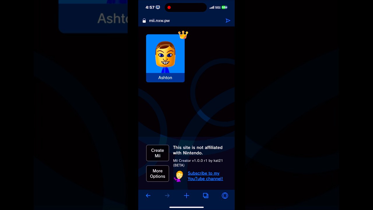 Mii Maker On A Browser #shorts #mii #miimaker #nintendo #miis