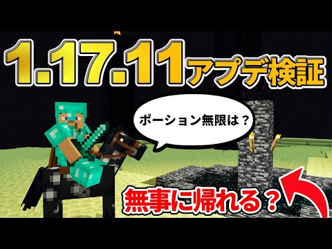 【マイクラ統合版】1.17.11アプデでエンドバグと無限ポーションがどうなったのか検証【PE/PS4/Switch/Xbox/Win10】ver1.17